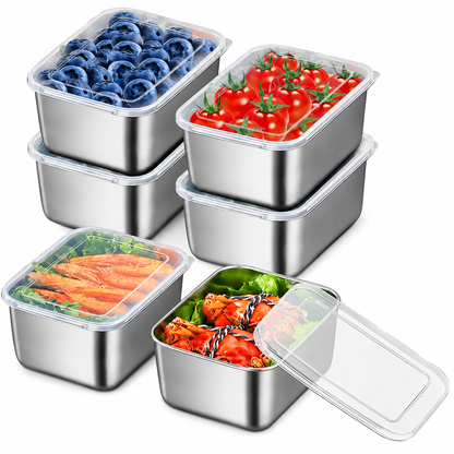 Set 6 pz Recipientes Herméticos de Acero Inoxidable