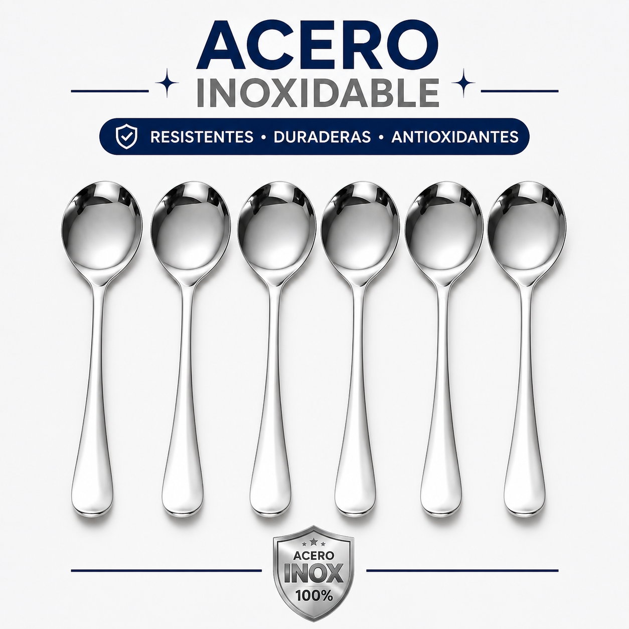 6 cuchara acero inoxidable