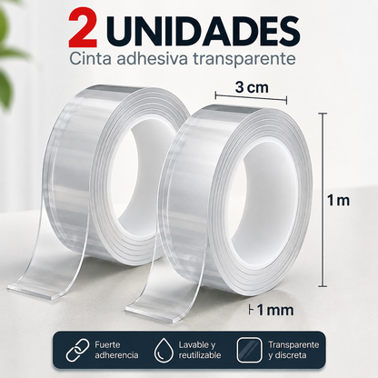 Pack x2 Cinta Nano Adhesiva 1 m c/u