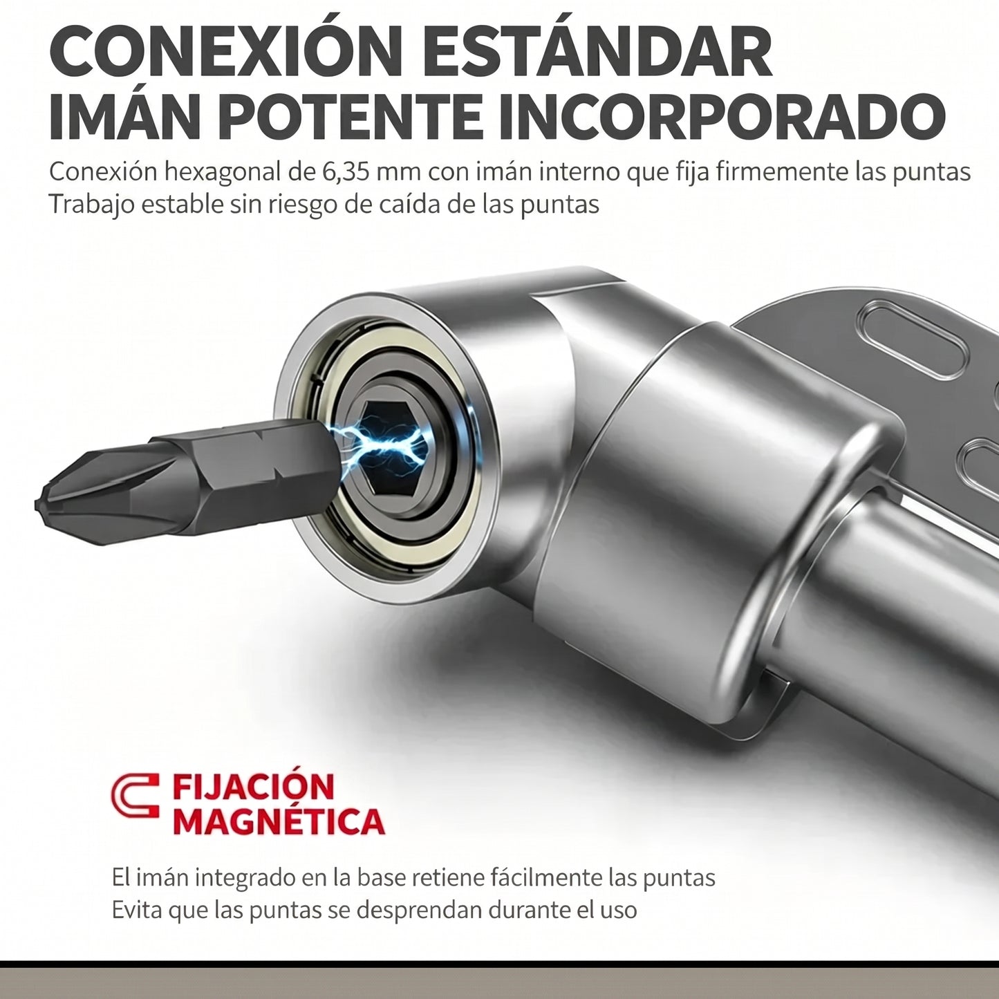 AngleReach Pro™ — Kit Adaptador Angular Magnético 1/4" con Maneral y Puntas