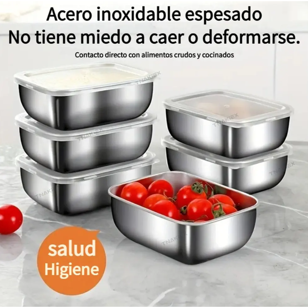 Set 6 pz Recipientes Herméticos de Acero Inoxidable