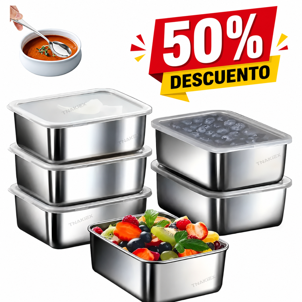 Set 6 pz Recipientes Herméticos de Acero Inoxidable
